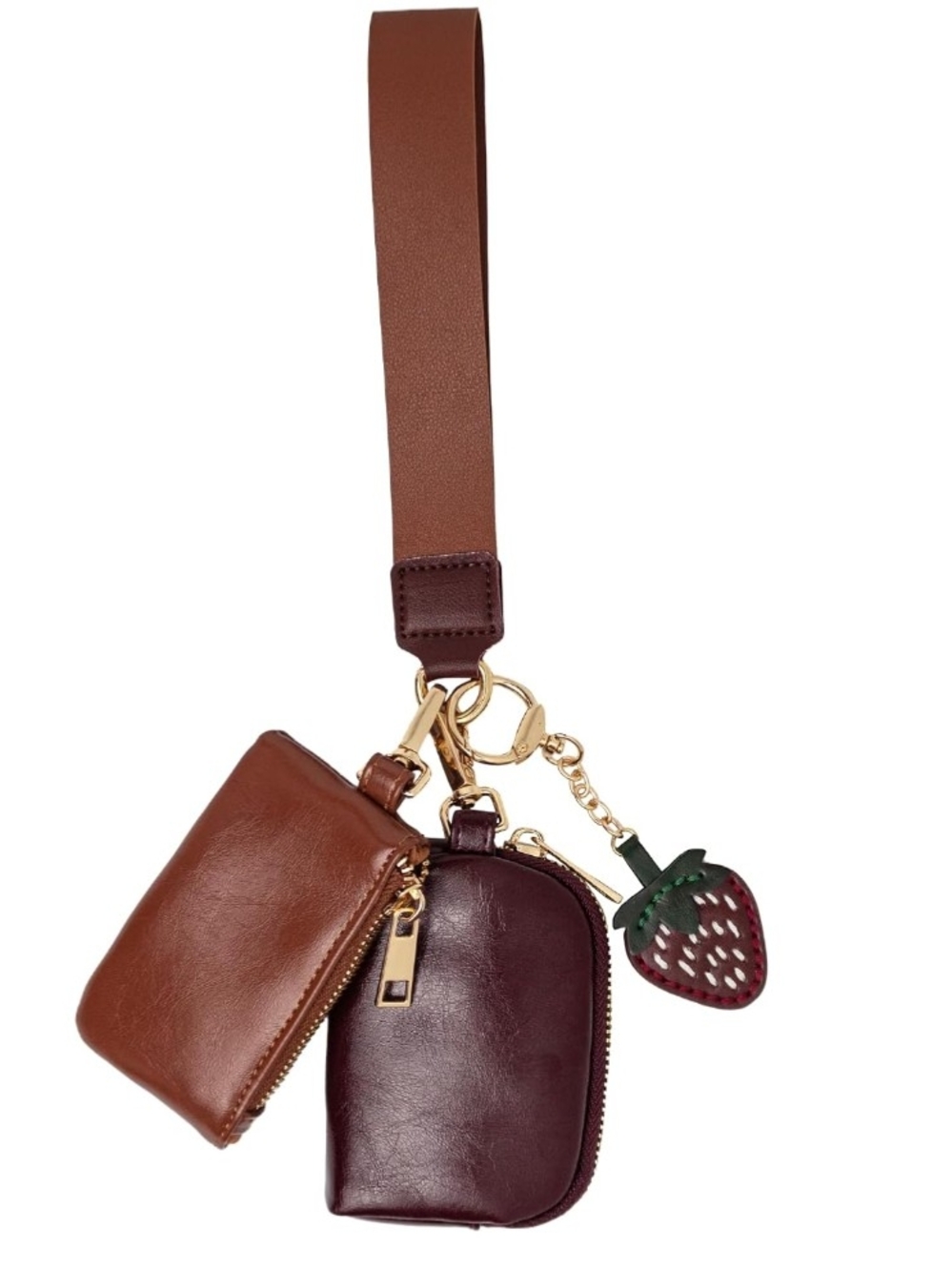 True Love Brown Leatherette Wristlet Keychain Pouch Set - Picture 4 of 5